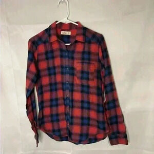 Womens size XS Hollister button up plaid shirt, #N470